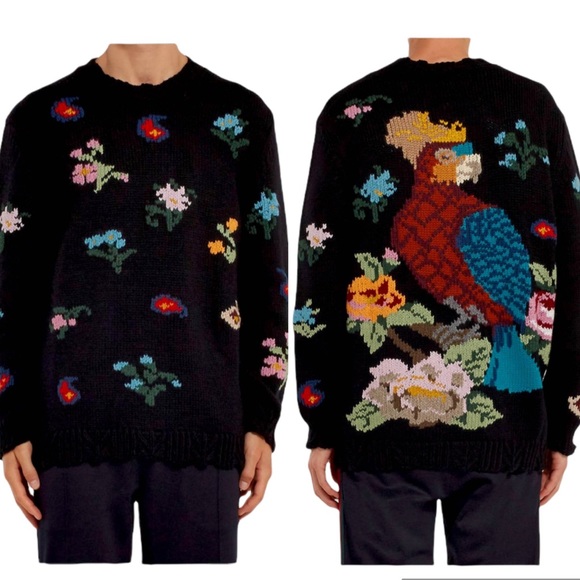 Gucci Garden Floral Intarsia Sweater with Parrot L - Picture 3 of 17